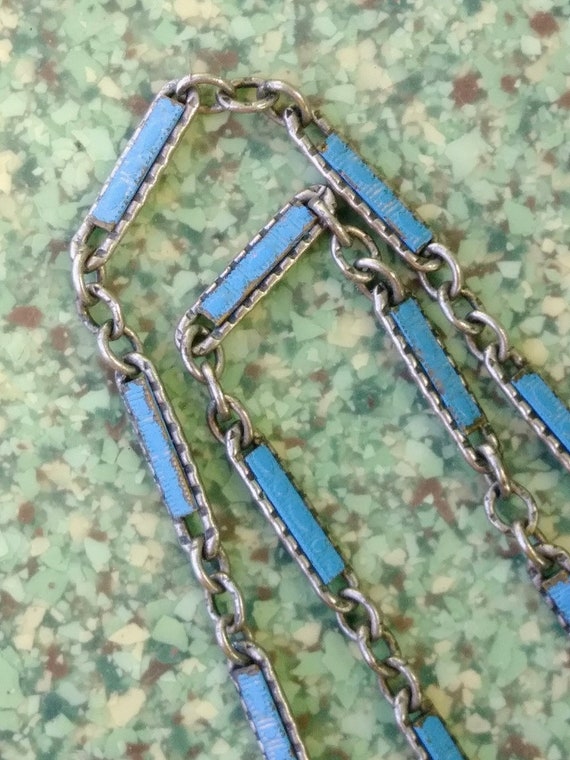 Vintage 1940s Blue Crystal Necklace Art Deco Chok… - image 9