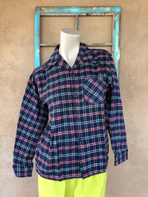 Vintage 1940s 1950s Plaid Flannel Shirt Youth Sz 16 Womens S - Etsy