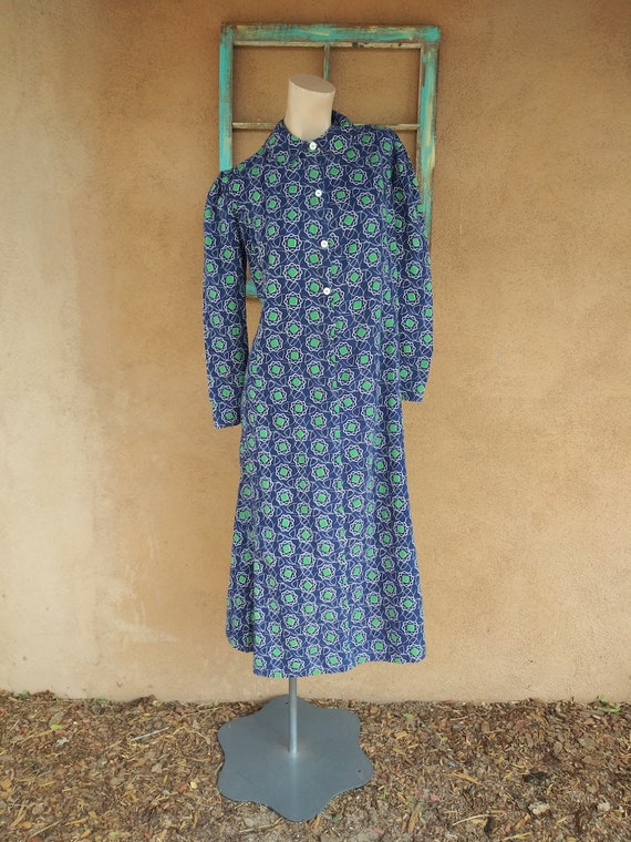 Vintage 1930s Cotton Dress Novelty Print Sz M