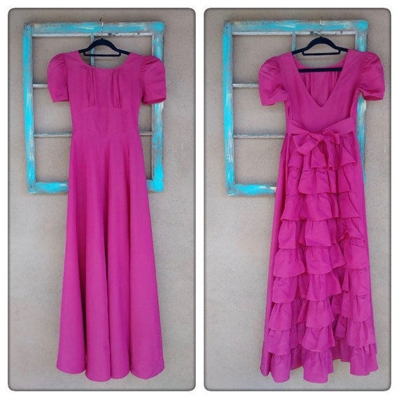 Vintage 1930s Raspberry Taffeta Evening Gown Junio