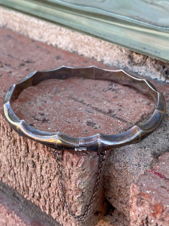 Vintage 1970s Sterling Silver Bamboo Bracelet W Safety Chain 7 Inches - Etsy Canada Vintage 1970s Sterling Silver Bamboo Bracelet W Safety Chain 7 Inches - Etsy Canada