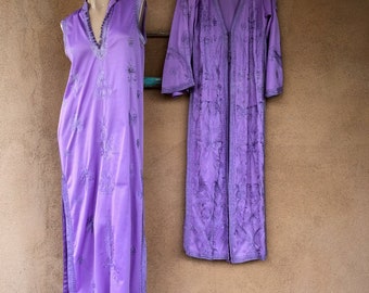 Vintage 1970s Purple Maxi Dress Matching Jacket 2 Pc Sz M