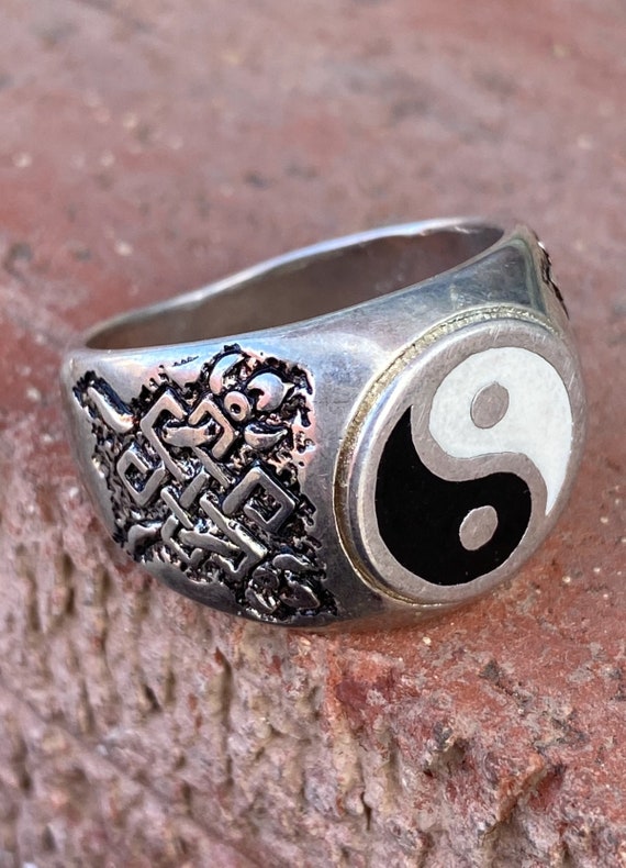 Vintage 1990s Yin Yang Ring Mens Sz US 12.5