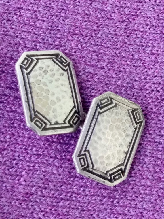 Vintage 1910s Edwardian Silver Cufflinks Octagonal