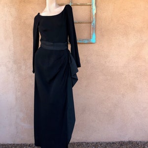 Vintage 1940s Black Crepe Formal Gown with Swag W26.5 Frank Starr image 1