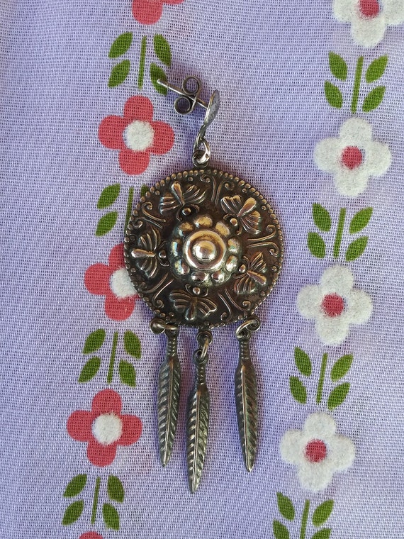 Vintage 1990s Silver Dangle Butterfly Earrings Na… - image 6