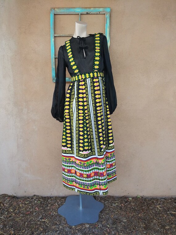 Vintage 1970s Midi Dolly Dress Suspender Jumper St