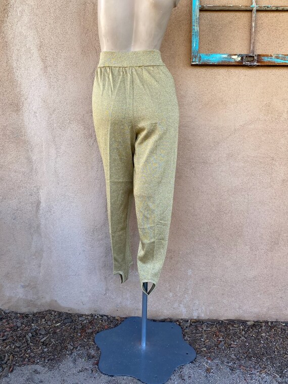 Vintage 1990s Gold Metallic Stirrup Pants Sz S M - image 6