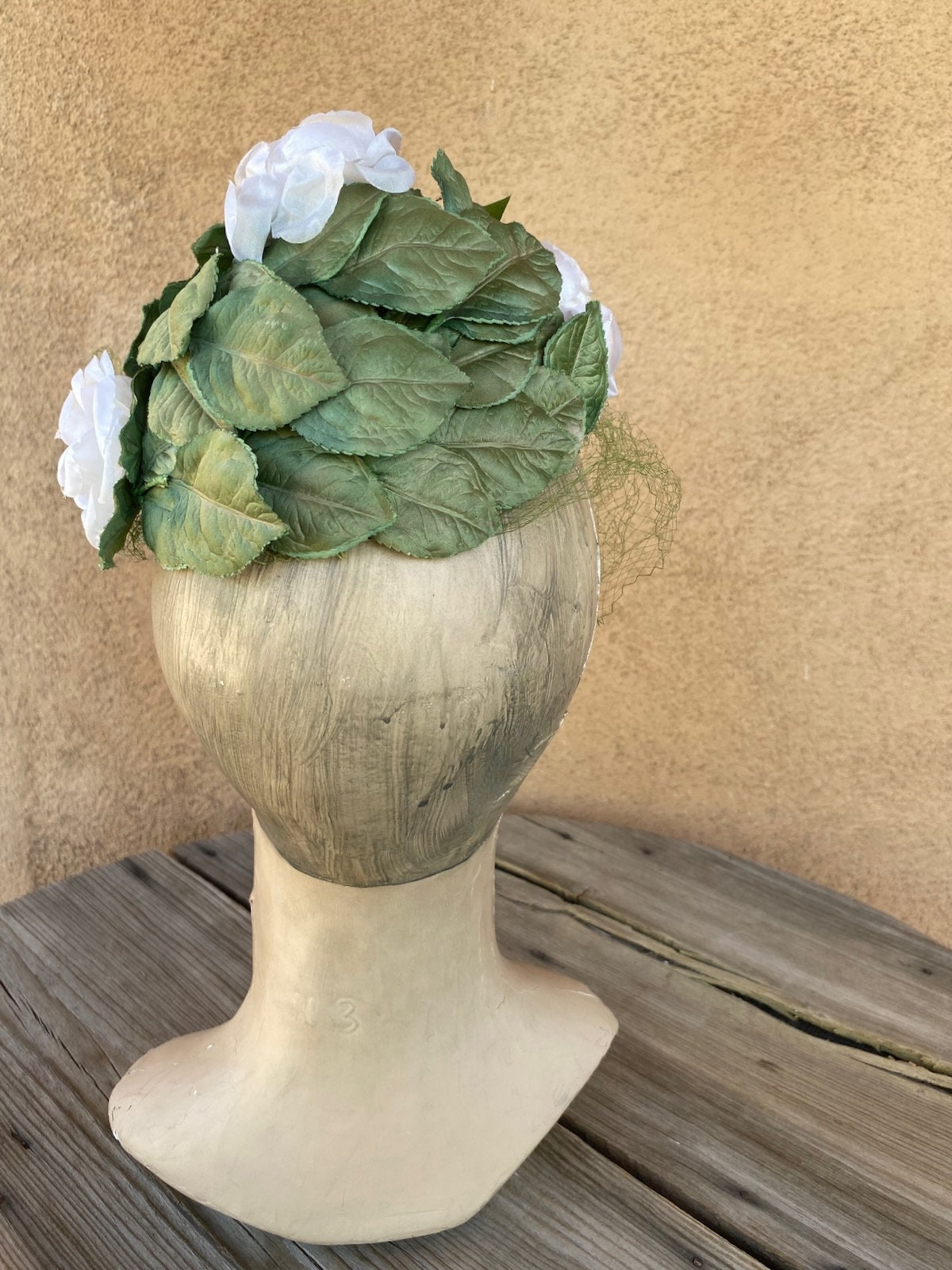 Vintage 1960s Floral Hat Rose Bouquet W Veil Pixie Whimsy 