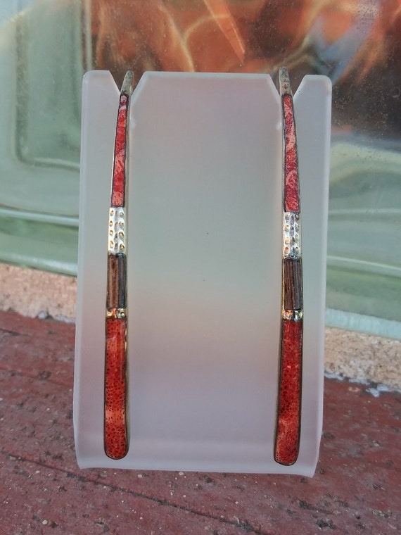 Vintage 1990s Silver Earrings Navajo Spiny Oyster