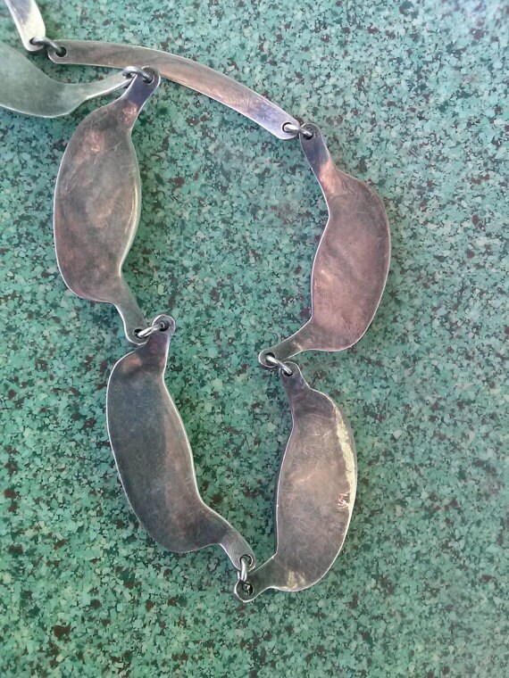 Vintage 1970s Onyx Silver Necklace Taxco Mexican … - image 5