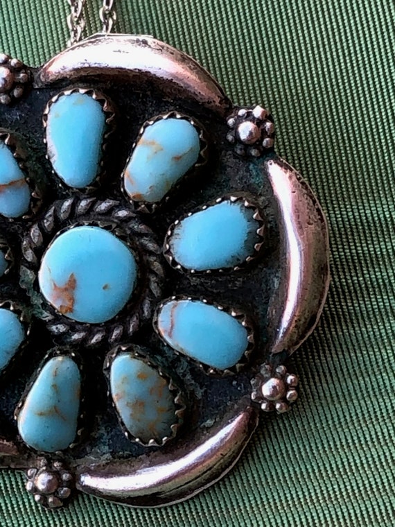 Vintage 1950s Turquoise Pendant Necklace Unisex 1… - image 6