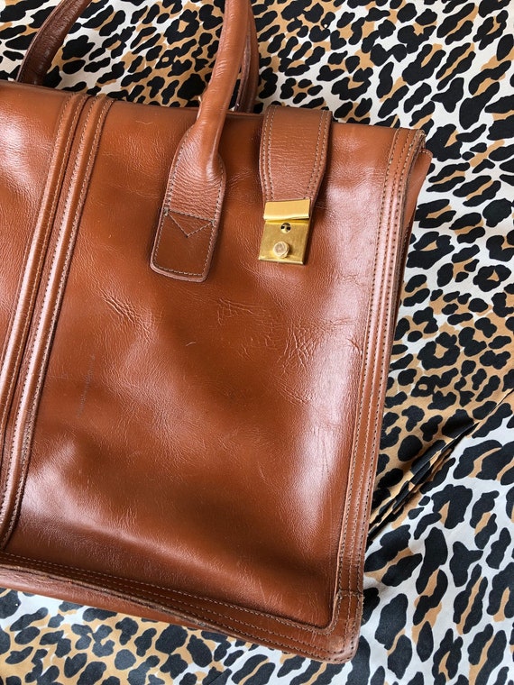 Vintage 1970s Leather Attache Briefcase Laptop Ca… - image 5