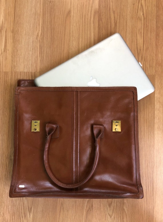 Vintage 1970s Leather Attache Briefcase Laptop Cas