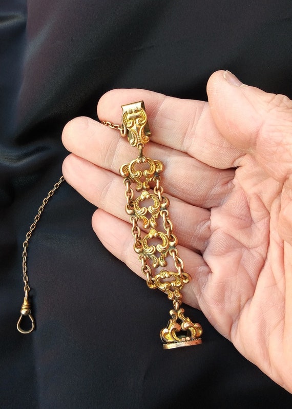 Vintage 1900s Victorian Mens Watch Fob Pocket Chai