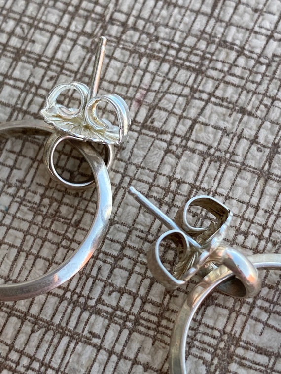 Vintage 1990s Silver Dangling Hoop Earrings Pierc… - image 6