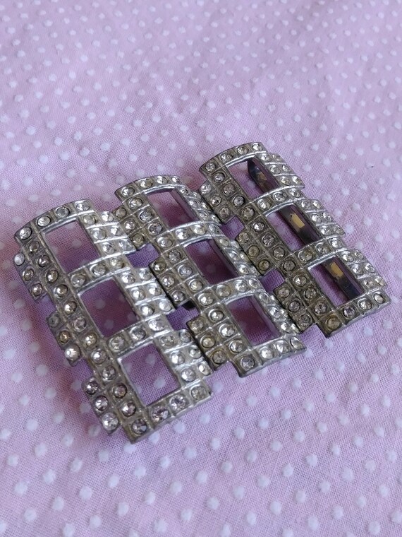 Vintage 1930s Rhinestone Sash Belt Buckle - image 2