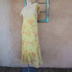 Vintage 1920s 1930s Silk Chiffon Tea Dress Floral Sz S image 1