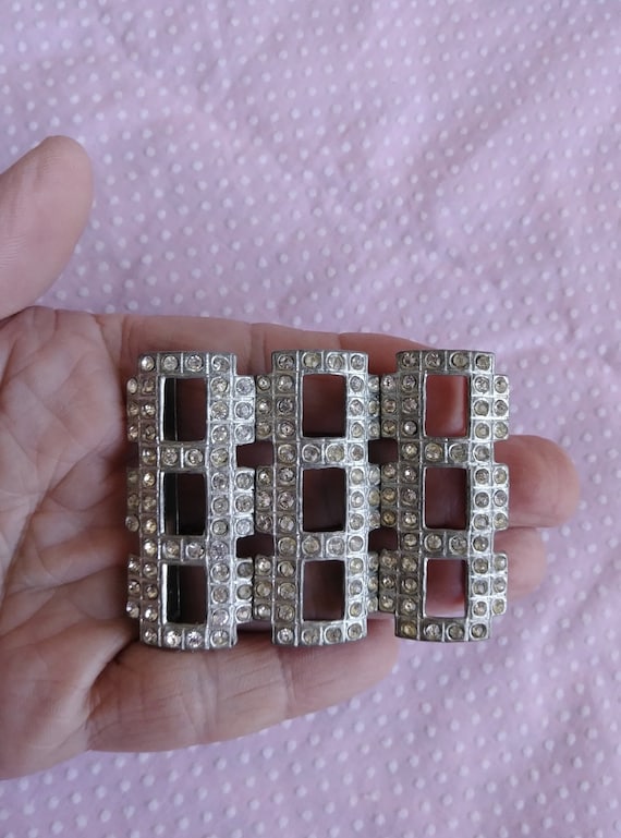 Vintage 1930s Rhinestone Sash Belt Buckle - image 1