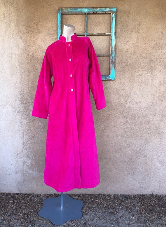 Vintage 1960s Hot Pink Terrycloth Robe Sz L