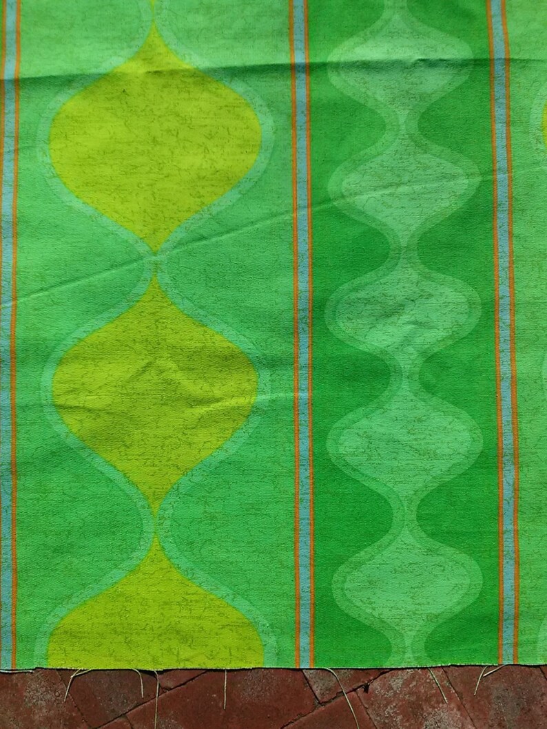 Vintage 1960s Upholstery Fabric Mod Psychedelic Lime Green 3 Etsy