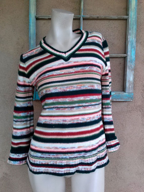 Vintage 1970s Sweater Space Dye Earth Tone Striped B 34 | Etsy
