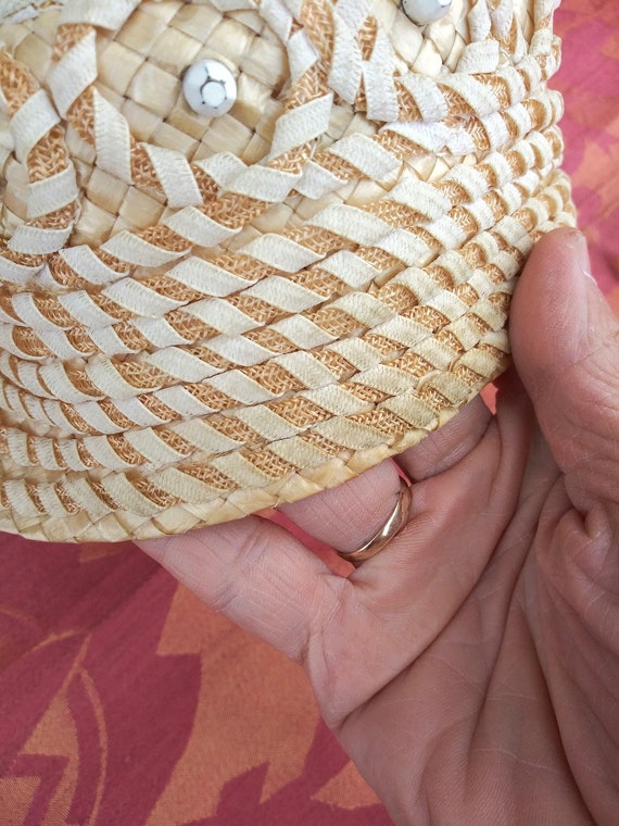 Vintage 1950s Straw Hat Juliette Caplet Style - image 8