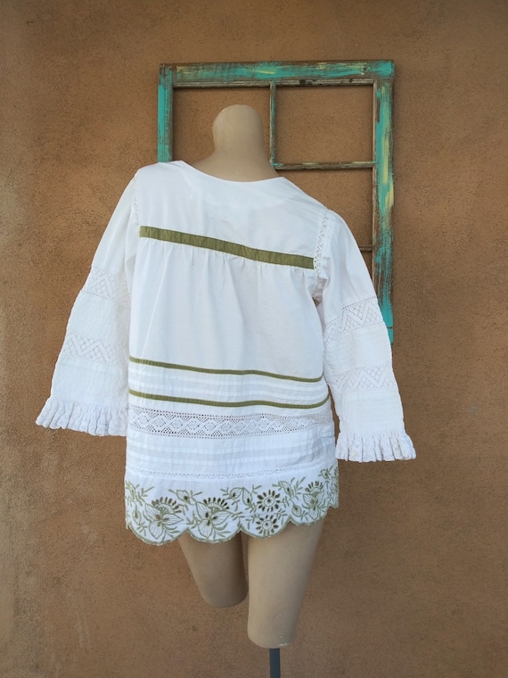 Vintage 1970s White Cotton Blouse Georgia Charuha… - image 7