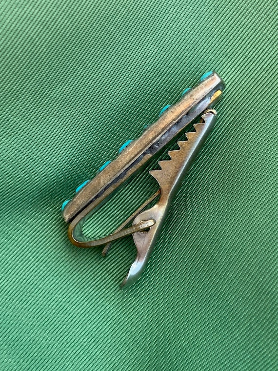 Vintage 1950s Turquoise Tie Bar Necktie Clip for … - image 4