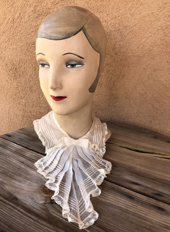 Vintage 1910s Silk Organza Jabot Collar Dickie De… - image 1