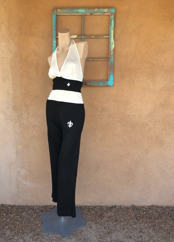 Vintage 1970s Halter Top Disco Jumpsuit with Bell… - image 4