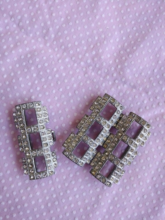 Vintage 1930s Rhinestone Sash Belt Buckle - image 4