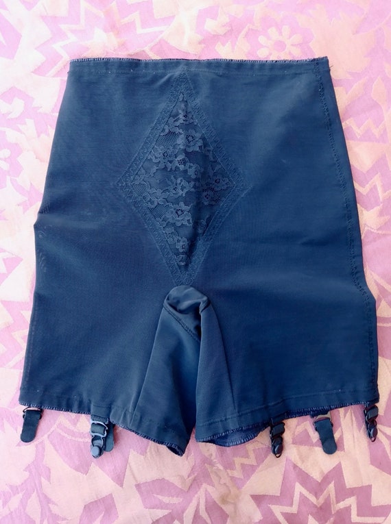 Vintage 1960s Black Panty Girdle w Garters Sz XSma