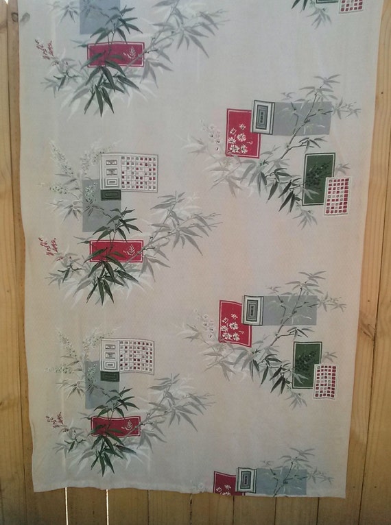 Vintage 1950s Curtains Silk Drapes Mid Century Mcm Asian Tiki Etsy