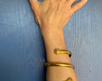 Vintage 1920s Etruscan Style Gold Coil Bracelet Arm Band