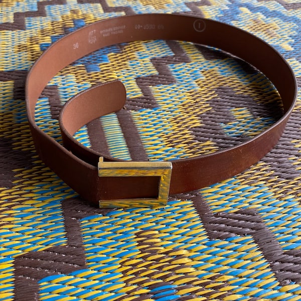 Vintage 1970s 1980s Brown Leather Dress Belt Adjustable Up to W36