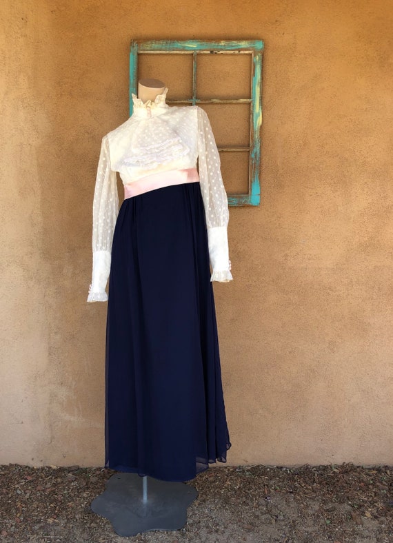 Vintage 1960s 1970s Maxi Dress Bridgerton Style Go