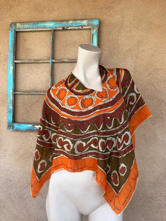 Vintage 1960s Vera Silk Scarf Blouse Op Art Psyche