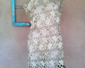Vintage 1920s Chemise Dress Goldwork Cutwork Lace xS AS IS