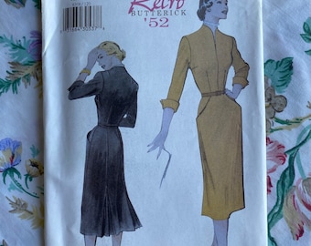 Vintage 1990s 50s Dress Pattern Retro 52 Butterick 6308 Sz M L US 12-14-16