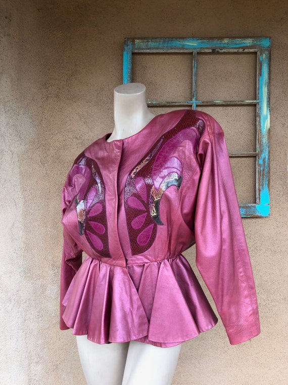 Vintage 1980s Rosy Pink Leather Jacket Sz M - image 2