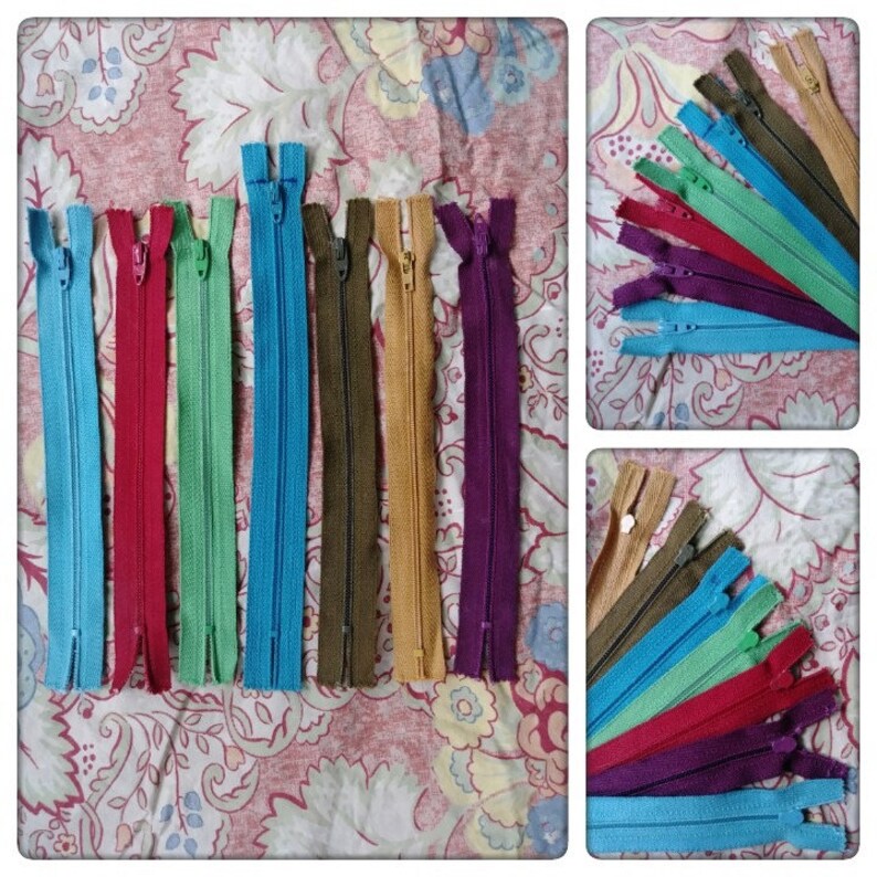 Vintage Metal Zippers 1940s 1950s 1960s Notions 7 Sets