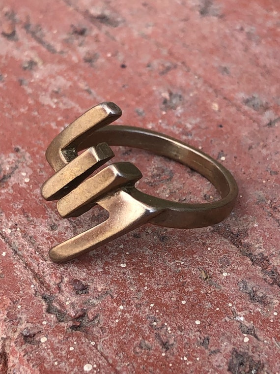 Vintage 1970s Sterling Silver Ring Sz 9.25 Unisex - image 3