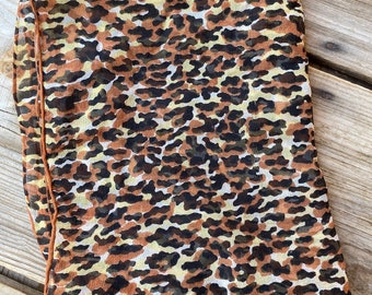 Vintage 1960s Leopard Print Sash Scarf Silk Chiffon Rectangle