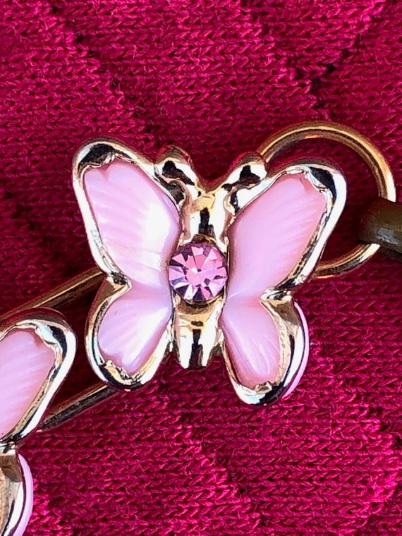 Vintage 1950s Pink Butterfly Necklace Bracelet Se… - image 5