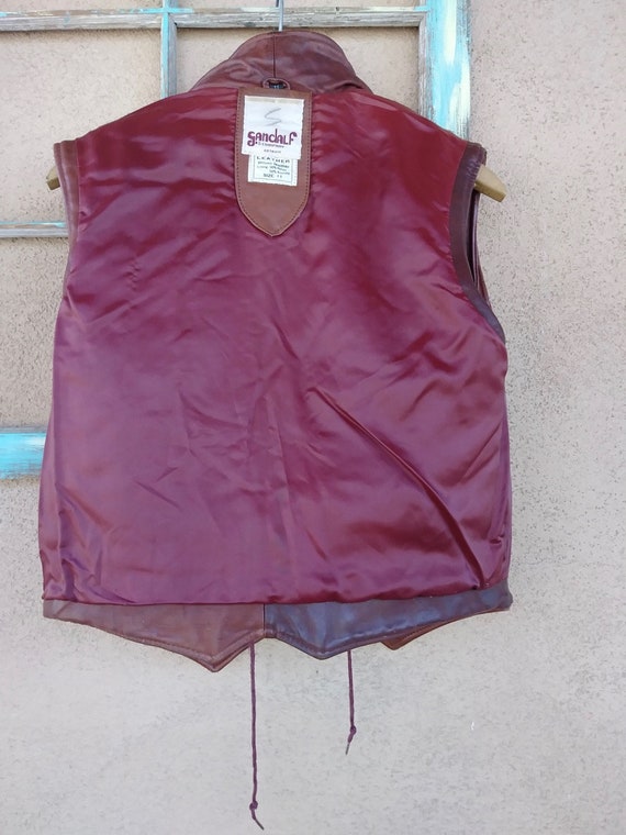 Vintage 1970s Oxblood Leather Vest Unisex - image 7