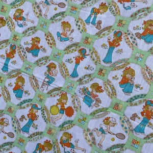 Tissu en coton mélangé vintage des années 1970 Shannon Teen Girl planche à dessin cartes de voeux 2,02 yds