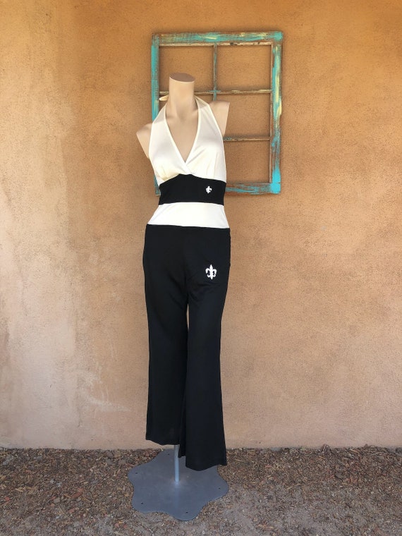 Vintage 1970s Halter Top Disco Jumpsuit with Bell… - image 1
