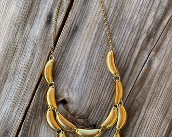 Vintage 1970s Brass Bib Necklace 21 Inches