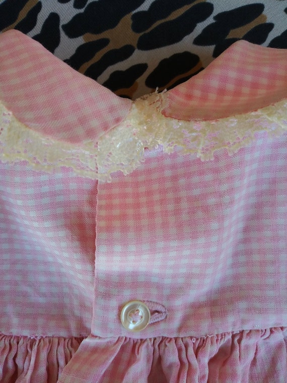 Vintage 1960s Pink Gingham Girls Dress 2T - image 5